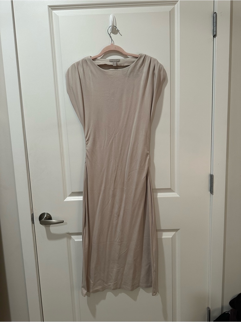 H&M Neutral Beige Scoop-Back Midi Dress